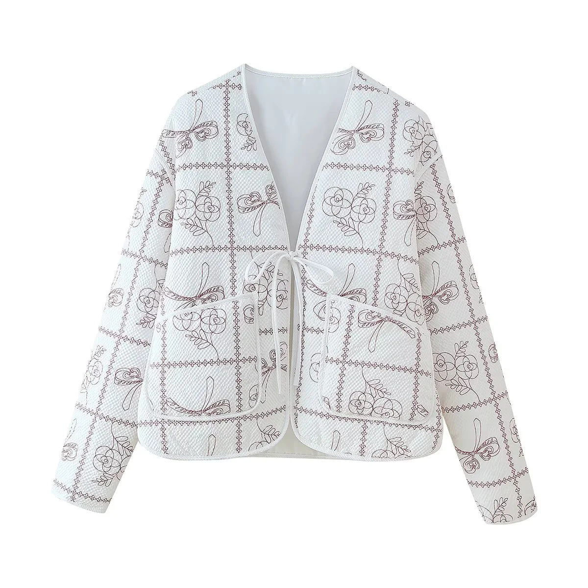 Women's jacket with floral pattern and practical pockets NOVAE