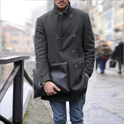 Men's elegant wool duffle coat with double-breasted buttons and practical pockets NOVAE