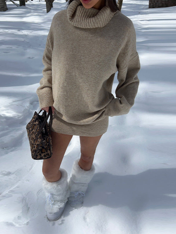 Women's Oversized Knit Sweater with High Neck NOVAE