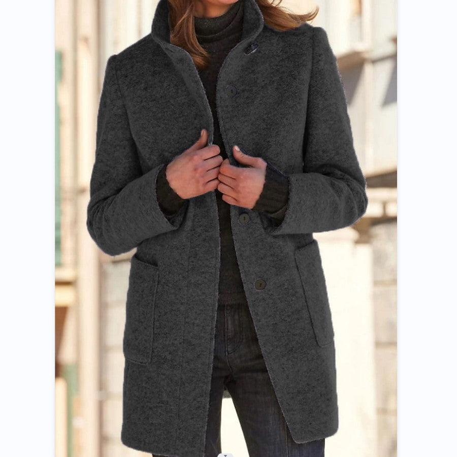 Women's elegant wool coat with a modern cut and practical pockets NOVAE