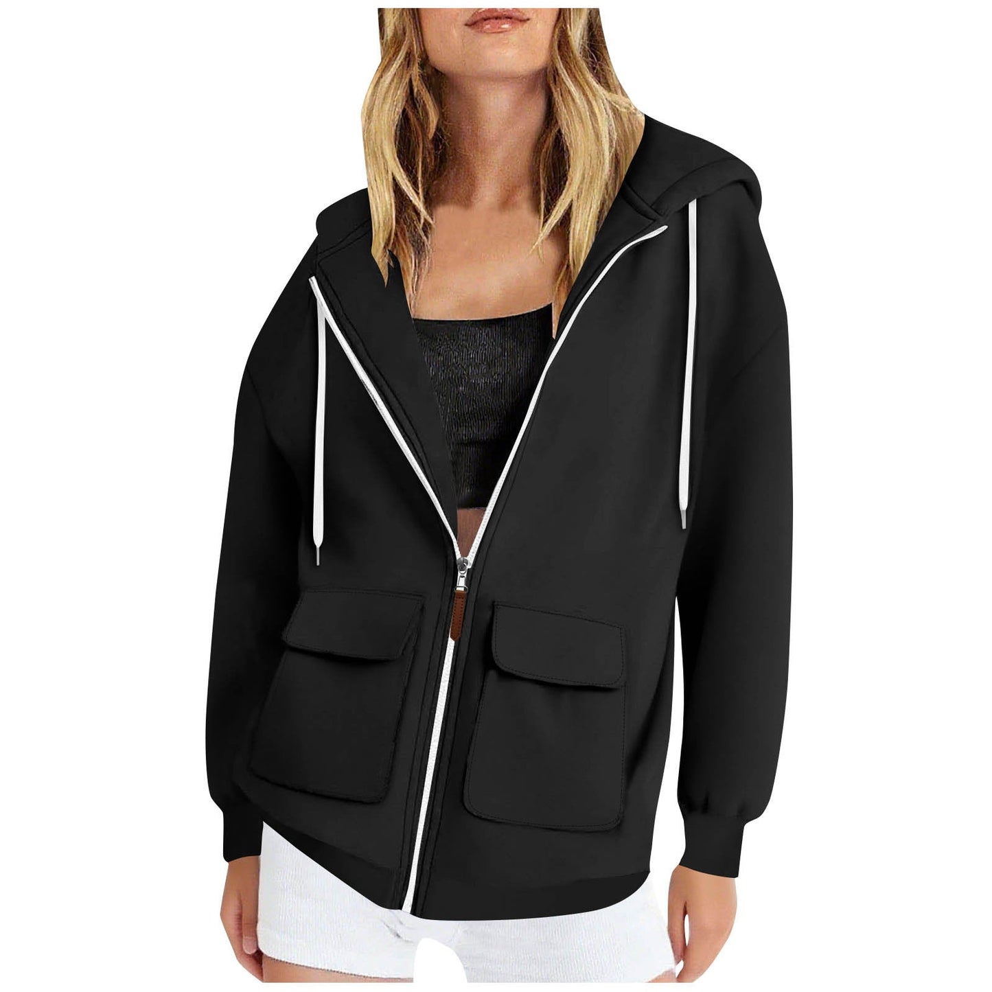 Women's casual hooded jacket with large pockets NOVAE