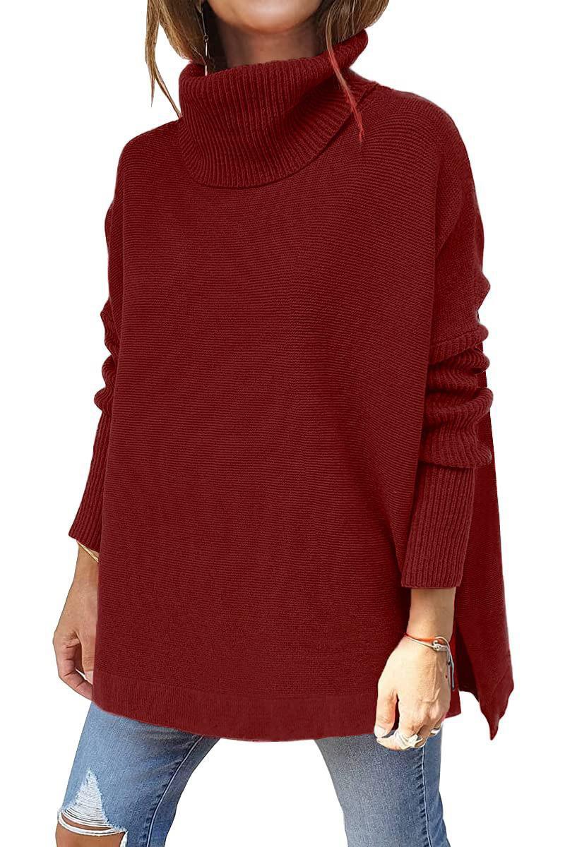 Women's comfortable roll-neck sweater with a structured design and relaxed fit NOVAE