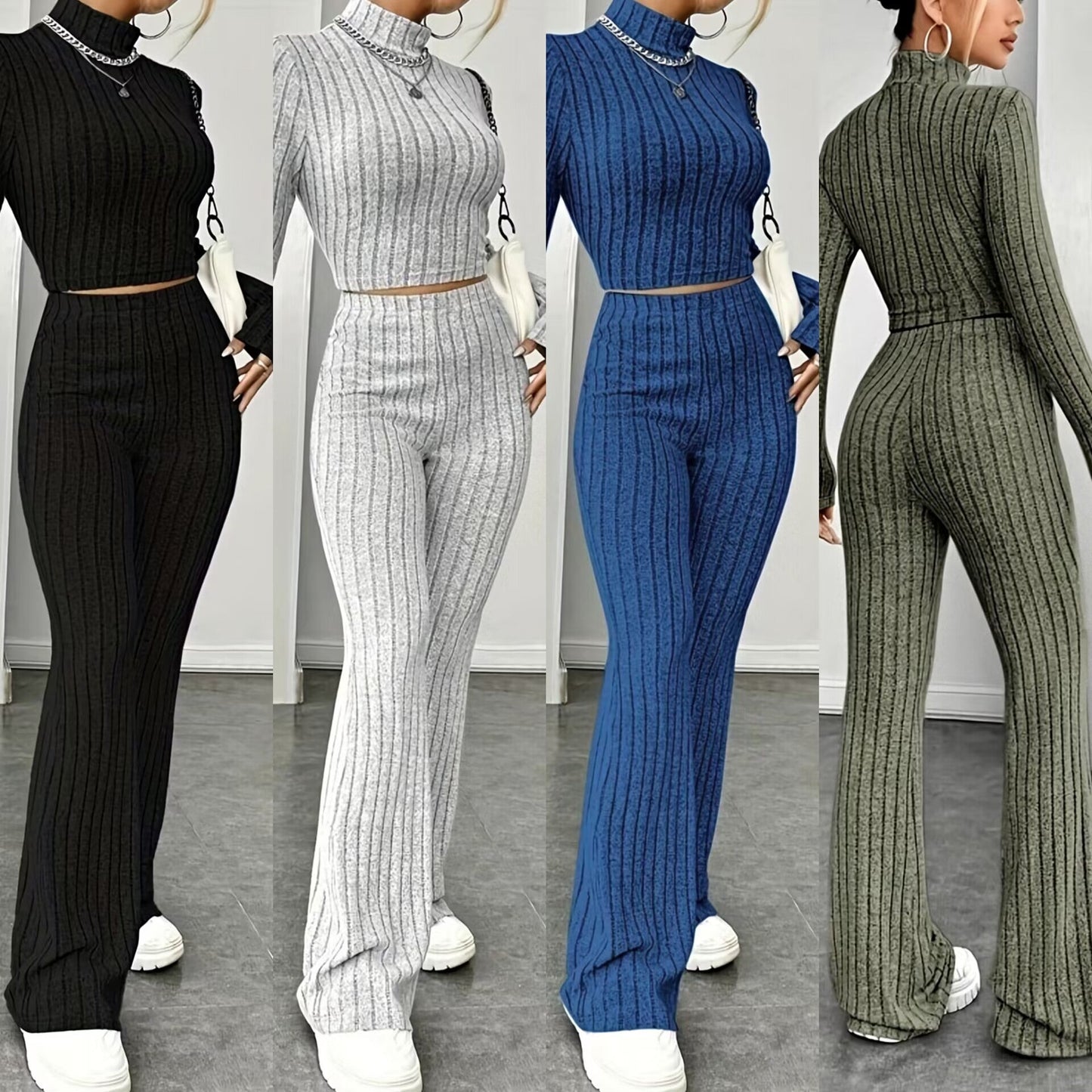 Women's elegant knitwear set with a high fit and structured design NOVAE