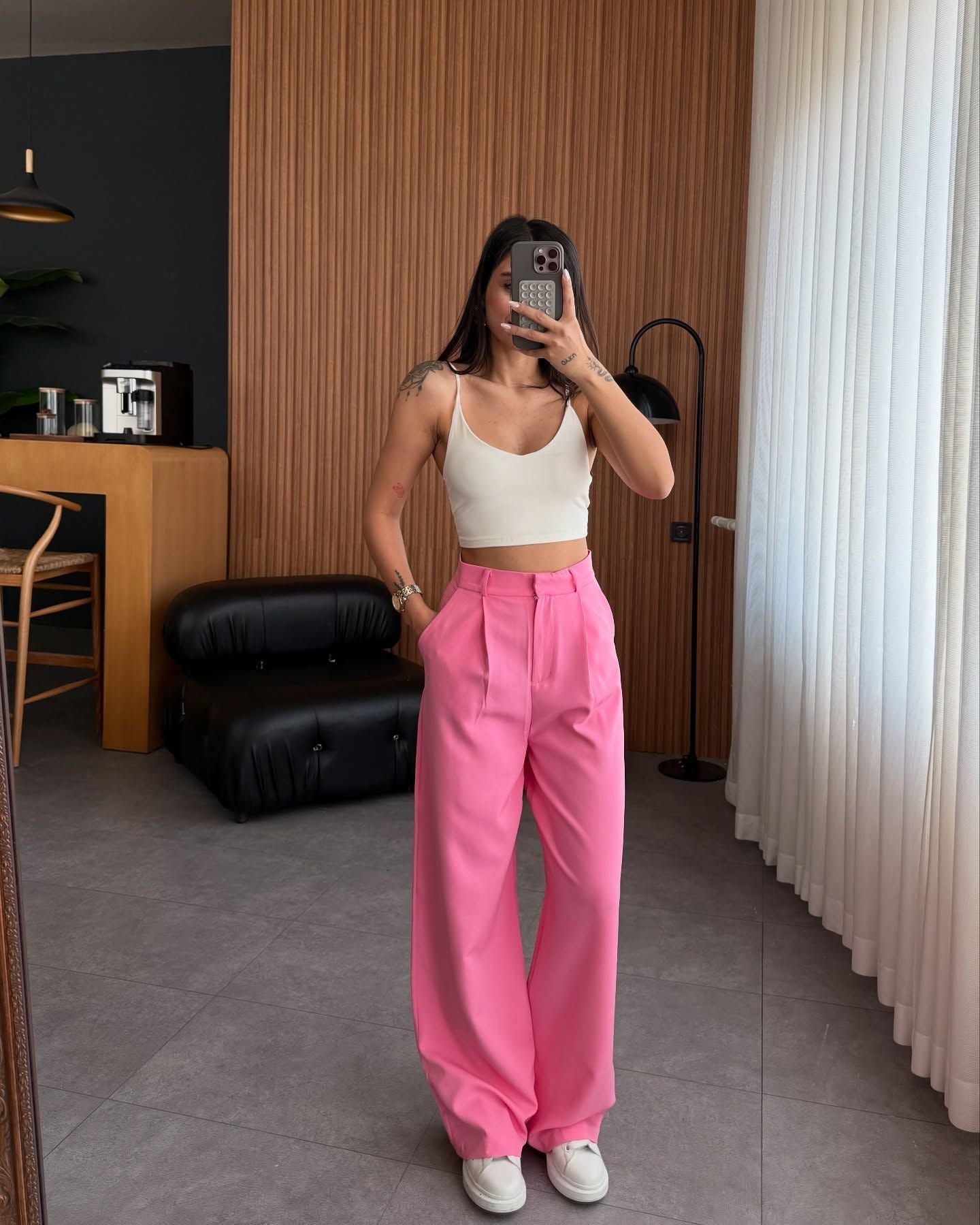 Women's high-waisted, straight-leg trousers NOVAE