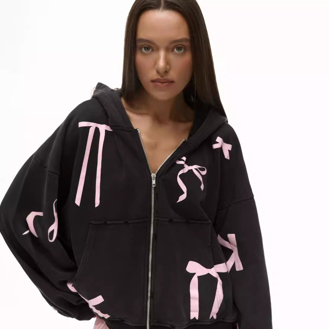 Women's Oversized Hooded Jacket with Eye-Catching Ribbon Design NOVAE