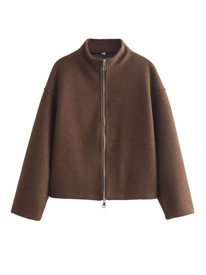 Women's contemporary transitional jacket with high-quality stand-up collar and full-length zipper NOVAE