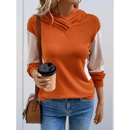 Women's hoodie with a modern color mix and textured fabric NOVAE