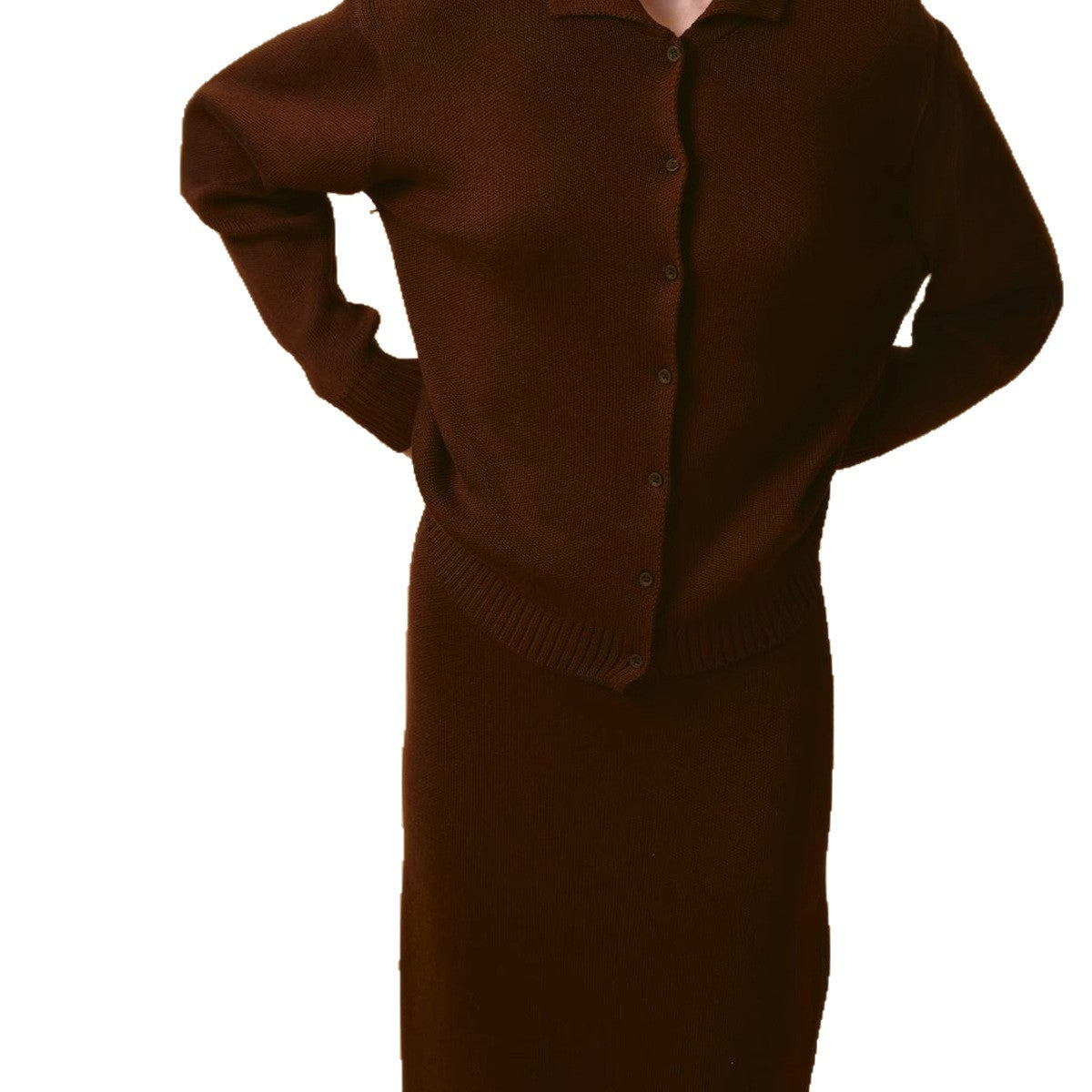 Women's cardigan with polo collar and button closure NOVAE