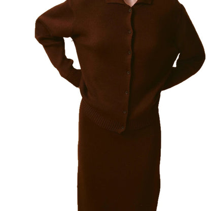 Women's cardigan with polo collar and button closure NOVAE