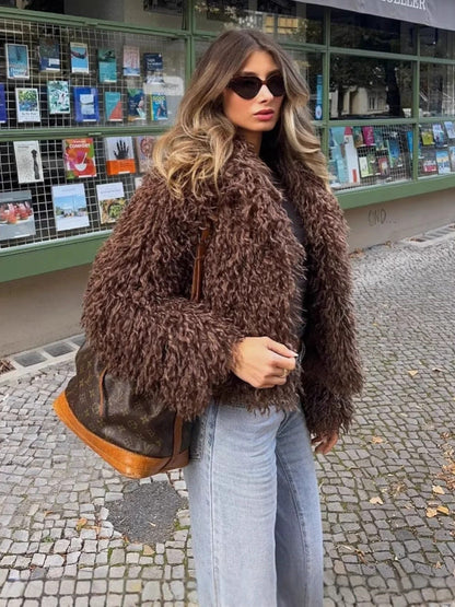 Women's Cozy Fleece Jacket with Generous Collar and Soft Lining NOVAE