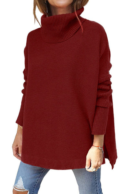 Women's comfortable roll-neck sweater with soft knit pattern NOVAE