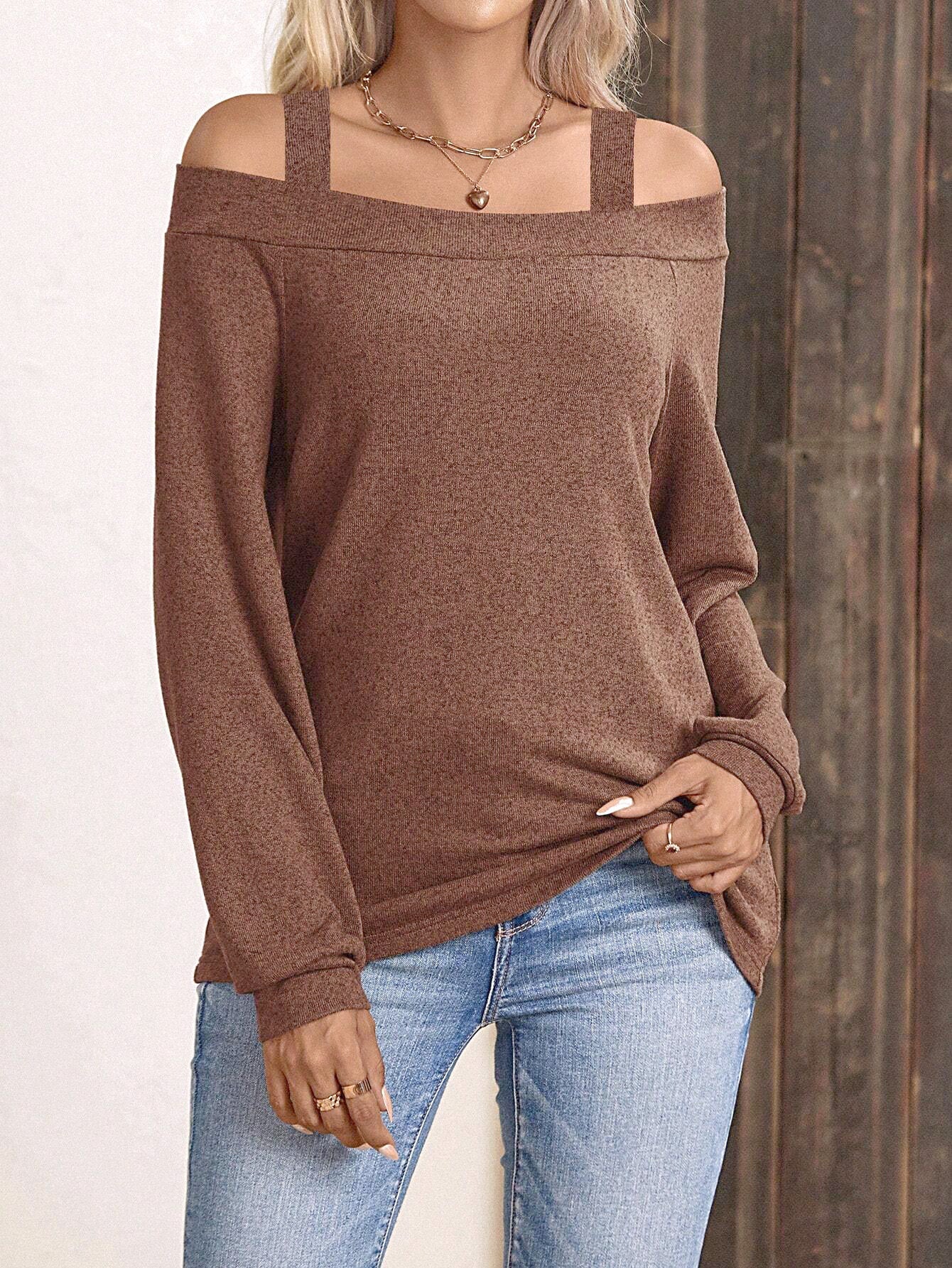 Women's Casual Off-Shoulder Sweater with Fashionable Straps NOVAE