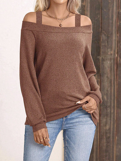 Women's Casual Off-Shoulder Sweater with Fashionable Straps NOVAE