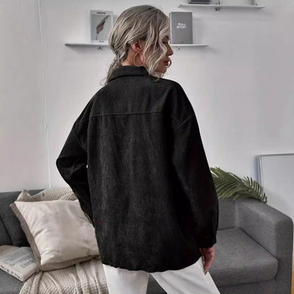 Women's casual corduroy jacket with decorative buttons and practical pockets NOVAE