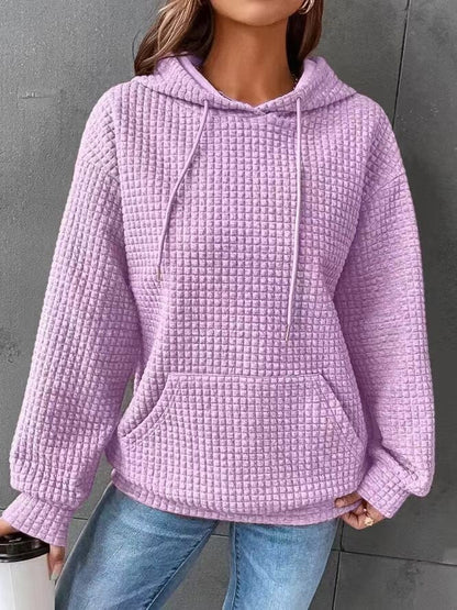 Women's waffle-textured hoodie with a comfortable fit and practical pocket NOVAE