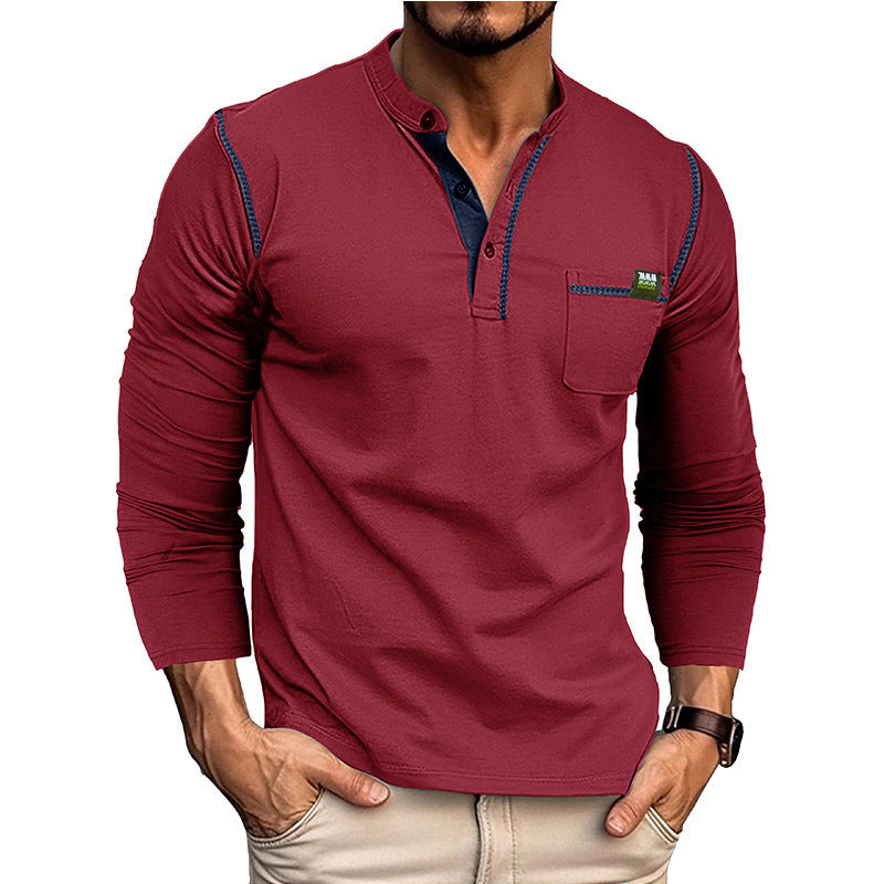 Men's long-sleeved shirt with elegant button placket and practical chest pocket NOVAE