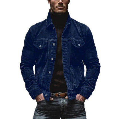Men's corduroy jacket with classic cut and practical chest pockets NOVAE