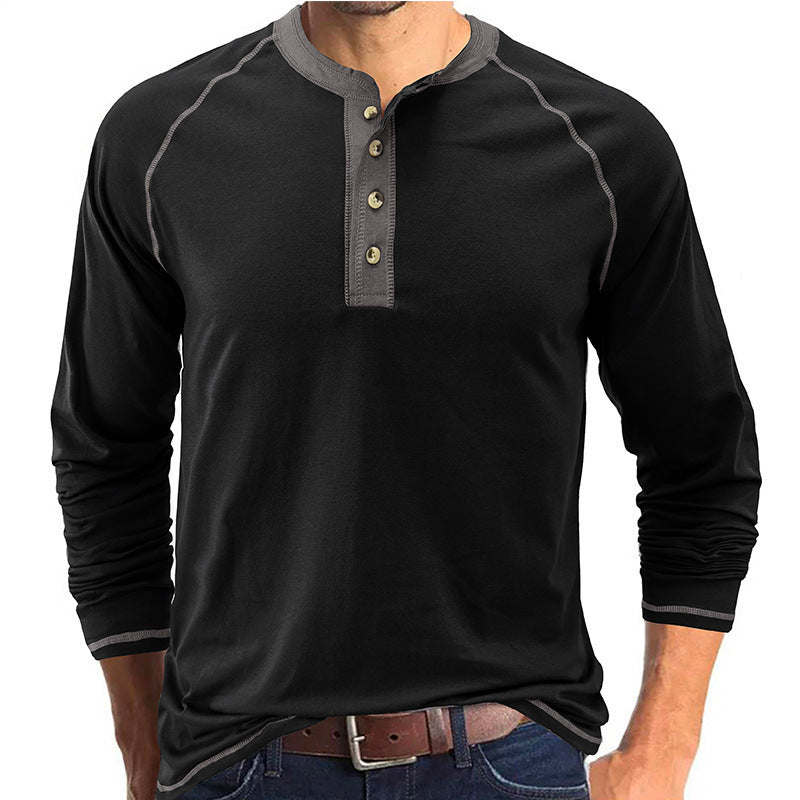 Men's long-sleeved shirt with button placket and contrasting details NOVAE