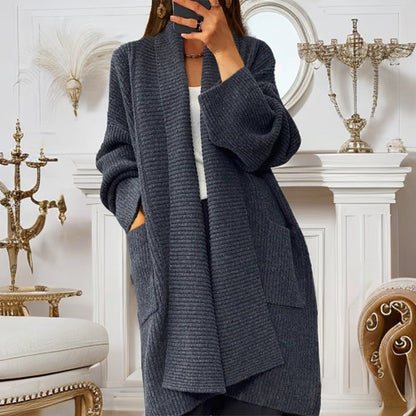 Women's Oversized Knit Coat with Textured Design and Pockets NOVAE