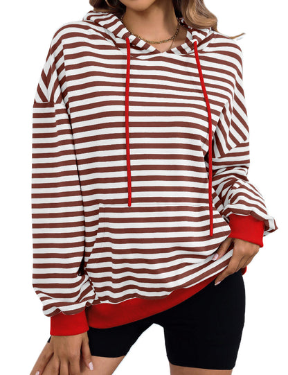 Women's casual hoodie with colorful striped pattern NOVAE