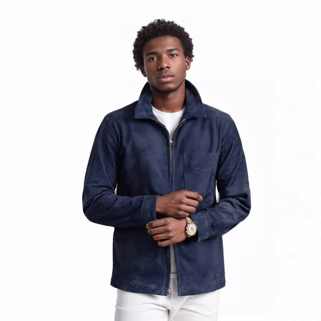 Men's stylish and casual suede jacket with stand-up collar NOVAE