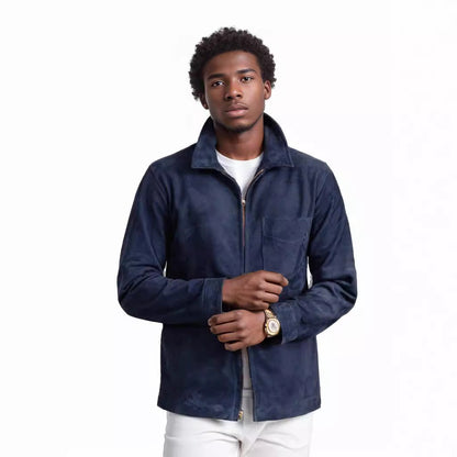 Men's stylish and casual suede jacket with stand-up collar NOVAE