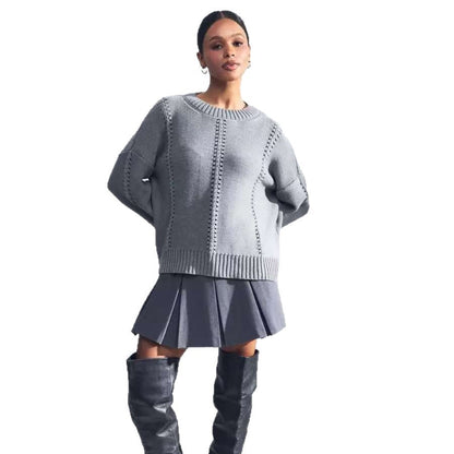 Women's Oversized Knit Sweater with Airy Texture and Special Details NOVAE