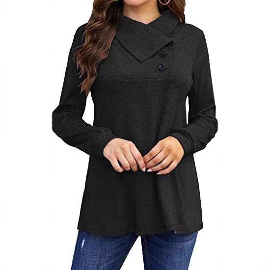 Women's casual top with asymmetrical collar and button detail NOVAE