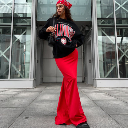 Women's elegant maxi skirt with high slit and flowing cut NOVAE