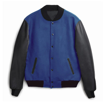 Women's trendy baseball jacket with leather sleeves and practical side pockets NOVAE