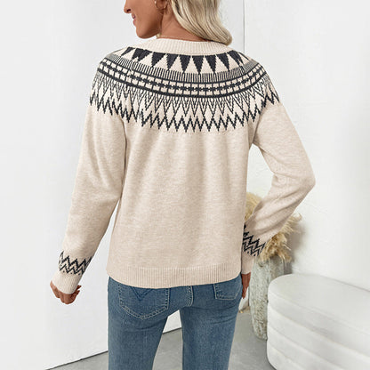 Women's knitted sweater with Nordic pattern NOVAE