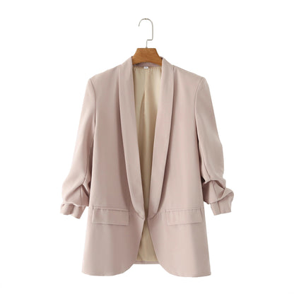 Women's elegant blazer with rolled-up sleeves and practical pockets NOVAE
