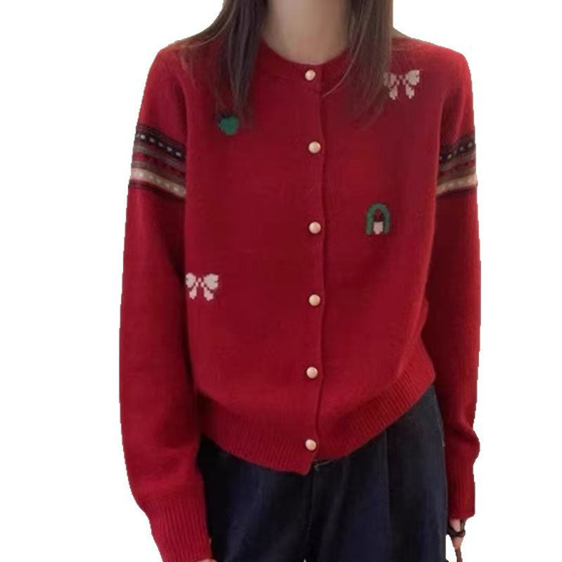 Women's cardigan with elegant appliqués and button details NOVAE