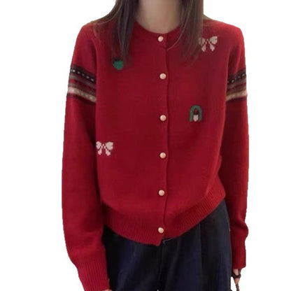 Women's cardigan with elegant appliqués and button details NOVAE