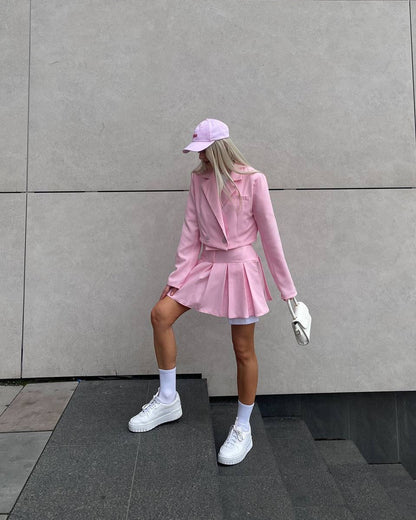 Women's blazer dress with a tailored cut and elegant pleats NOVAE