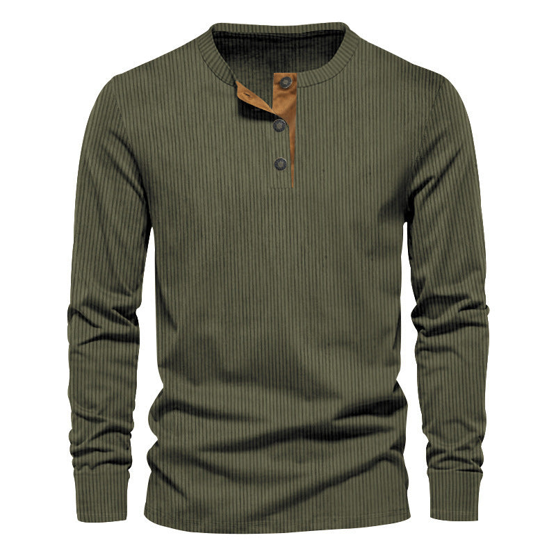 Men's casual long-sleeved shirt with button placket and ribbed texture NOVAE