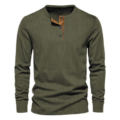 Men's casual long-sleeved shirt with button placket and ribbed texture NOVAE