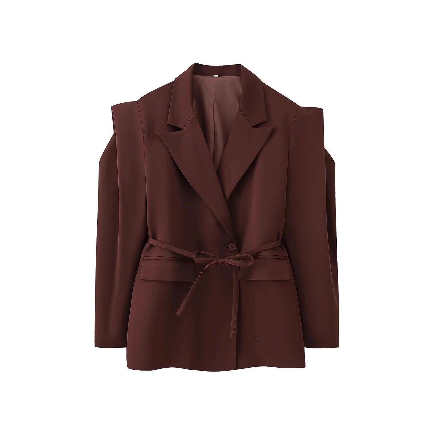 Women's blazer jacket with broad shoulders and adjustable belt NOVAE