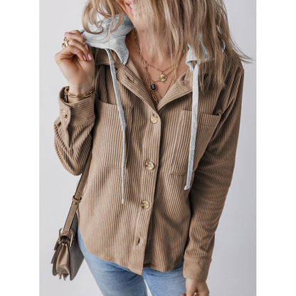 Women's casual shirt jacket with hood and side pockets NOVAE