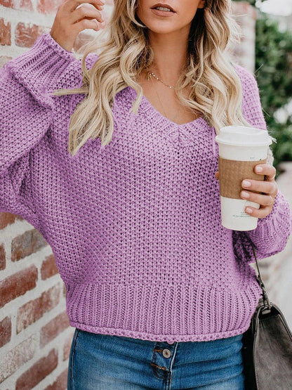 Women's lounge sweater with a relaxed fit and deep V-neck NOVAE