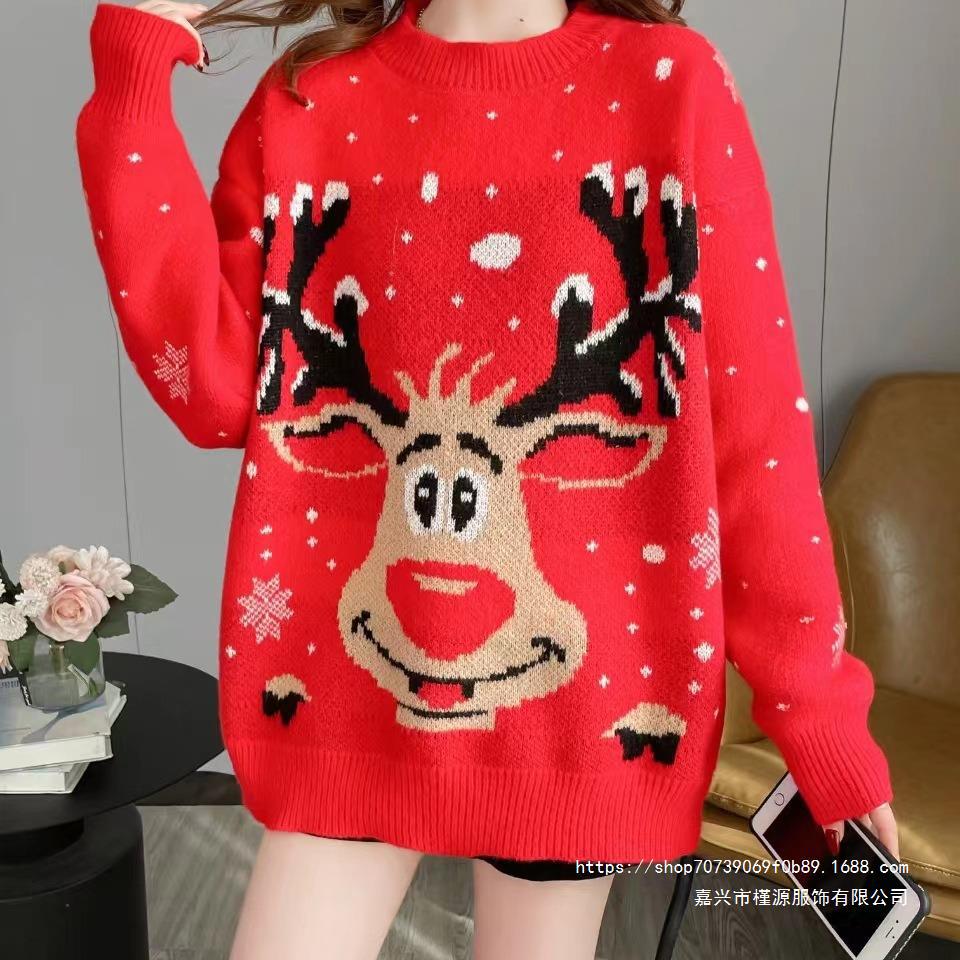 Women's Christmas sweater with unique reindeer motif NOVAE