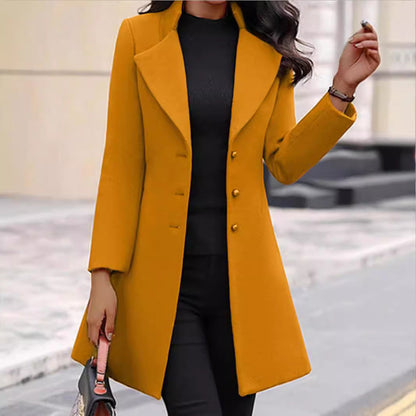 Women's timeless wool coat with stylish lapel and elegant button placket NOVAE