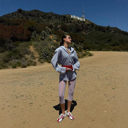 Women's sporty hooded jacket with a narrow waistband and long sleeves NOVAE