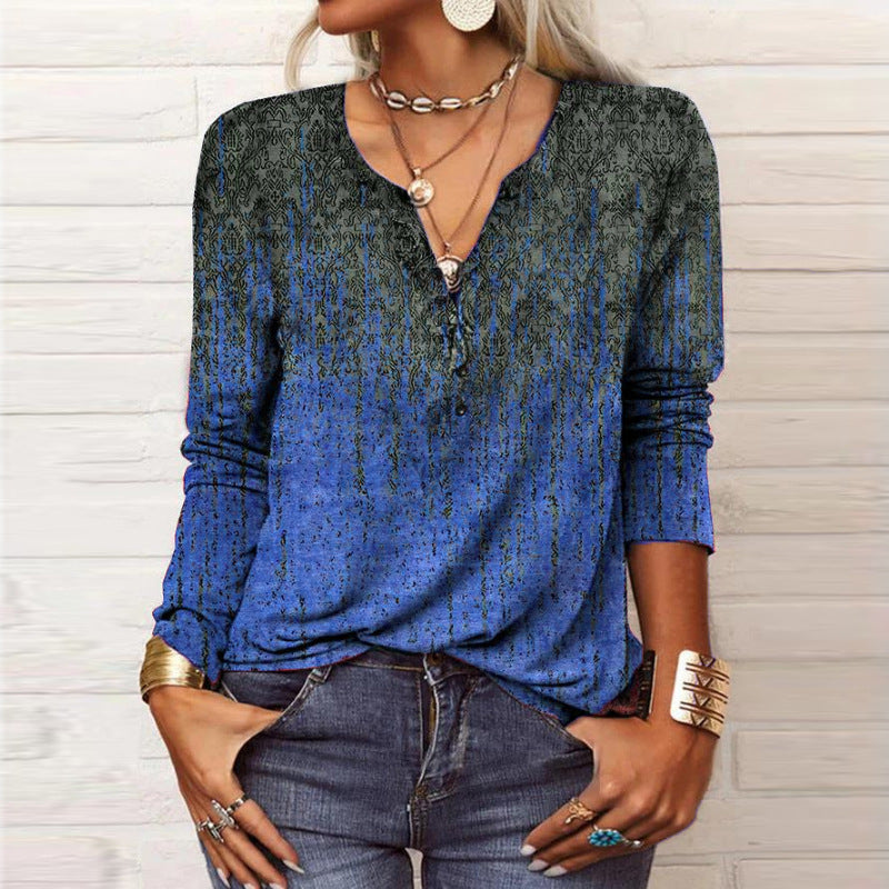 Women's long-sleeved casual shirt with playful pattern NOVAE