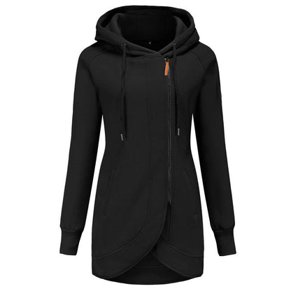 Women's casual hooded coat with asymmetrical cut NOVAE