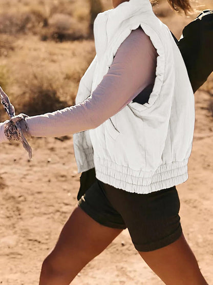 Women's vest with quilted details and high collar line NOVAE