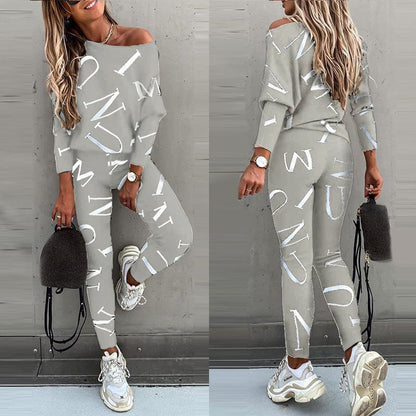 Women's pajama set with long-sleeved top and elasticated pants NOVAE
