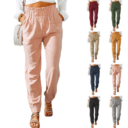 Women's casual trousers with elasticated waistband and side pockets NOVAE