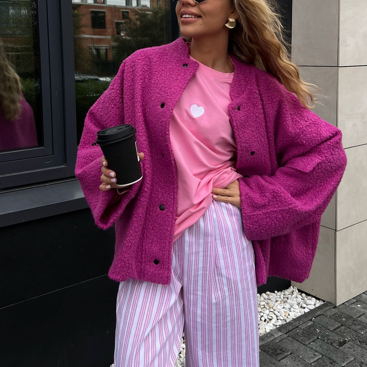 Women's oversized fleece jacket with a cozy lining and fashionable cut NOVAE