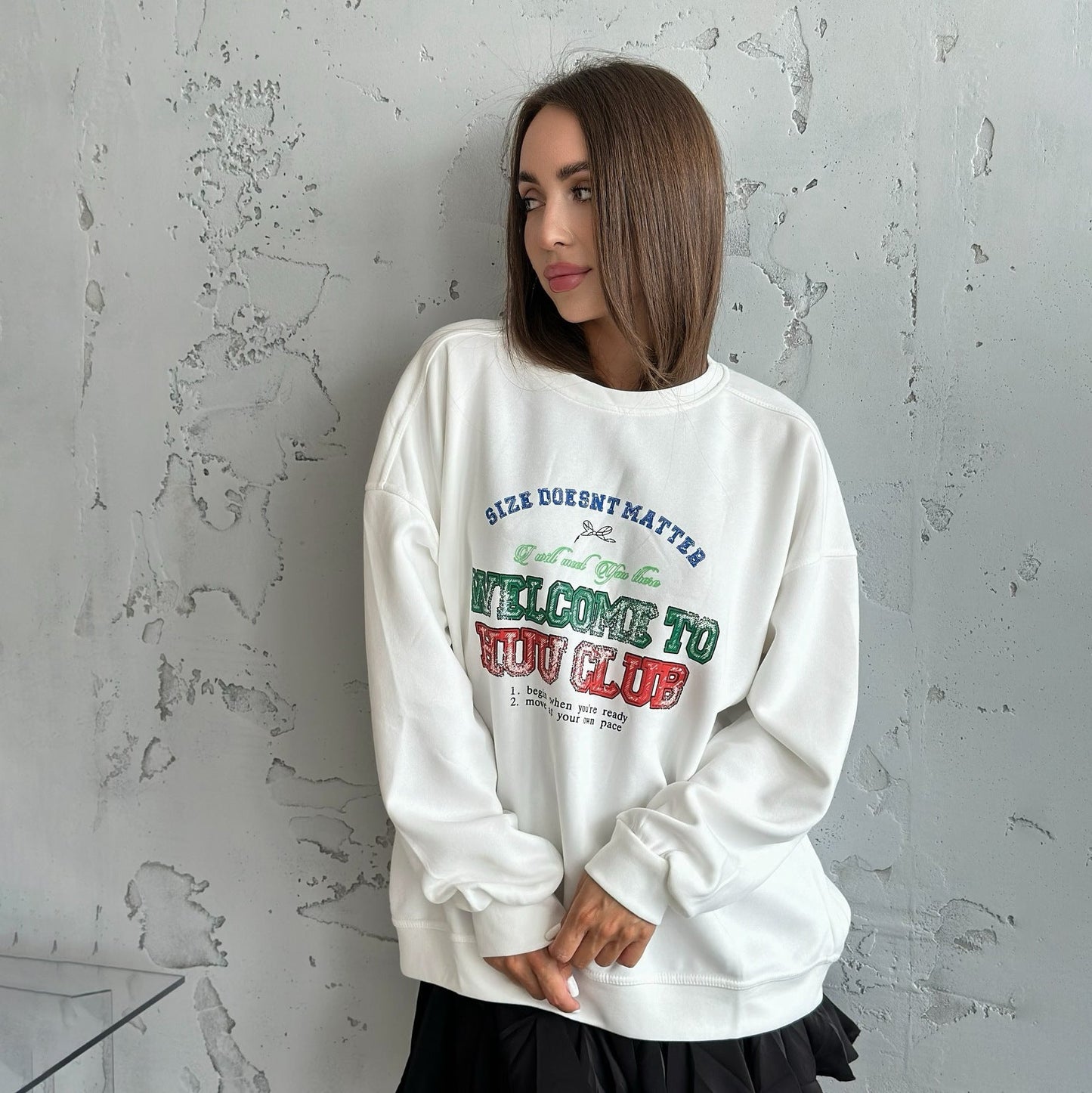 Women's casual sweatshirt with creative lettering NOVAE